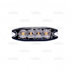 LED warning light amber, 4 LED flash, (19 functions), fixed screws, glued; 9W, 12/24V