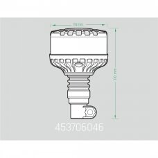 LED švyturėlis geltonas, su dūmų lęšiu, vibracijai atspariu laikikliu, 12/24V