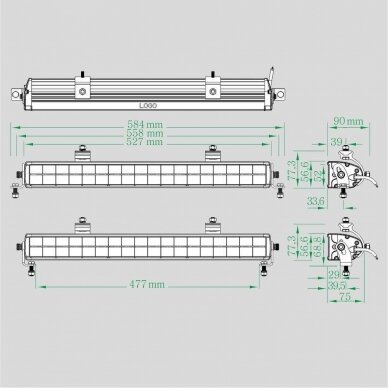 LED light BAR 180W; 15120 lm, L=60cm 9