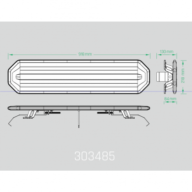 LED BAR švyturėlis geltonas, 12/24V, L=918mm 8