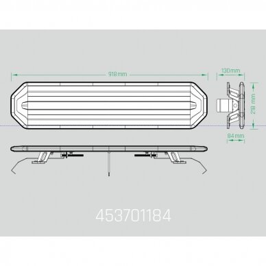 LED BAR švyturėlis geltonas, 12/24V, L=918mm 8