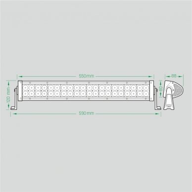 LED light bar 120W 8400lm, L=55cm, combo, curved 9