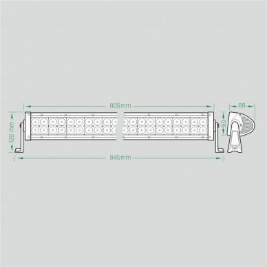 LED BAR Žibintas 180W 12600lm Combo L=80,5cm lenktas 8