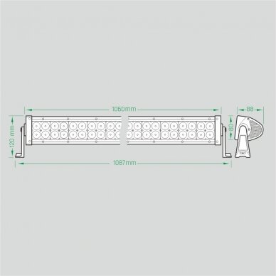 LED light bar 240W, L=106cm, combo, curved 9