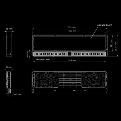 LED BAR light with license plate holder, NUUK E-LINE DUO, 82W; 8800lm; L=53,5 cm (driving) 4