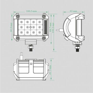 LED work light 26W (combo beam, square) 6