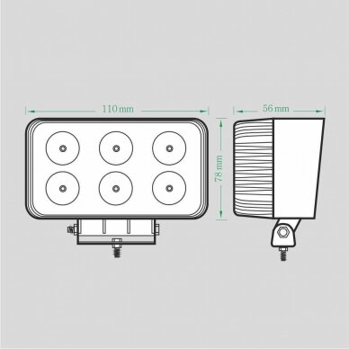 LED work lamp 18W/60° (floodlight, rectangular) 4