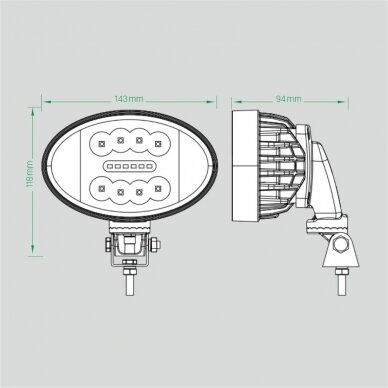 LED work light 24W; 2500 lm; (oval housing) 9