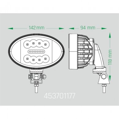 LED work light 24W; 2500 lm; (oval housing) 9