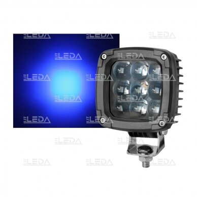 LED darbo žibintas 27W (mėlynas, kvadratinis korpusas)