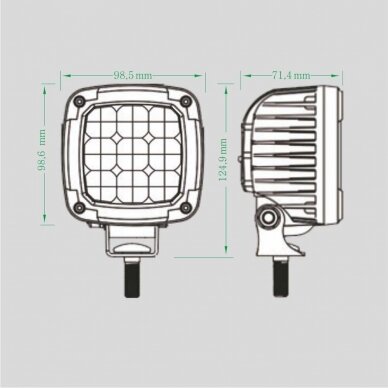 LED darbo žibintas 27W (mėlynas, kvadratinis korpusas) 6