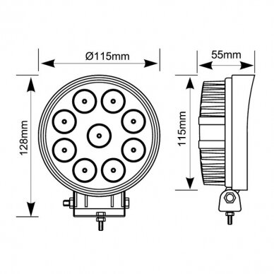 LED work light 27W/60° (floodlight, round) 4