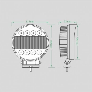 LED work light 30W (combo beam, round, with yellow angel eye) EMC 5