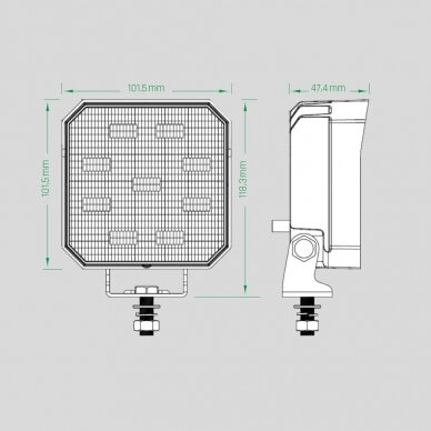 LED darbo žibintas 35W; 3800lm; (plataus spindulio); OSRAM P8; ECE R10 3