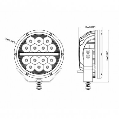 LED work light 50W, 7100lm, Driving + position light, 7" 7