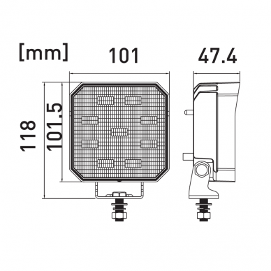 LED darbo žibintas su ON/OFF jungikliu 35W, OSRAM P8, plataus spindulio 5