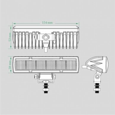 LED darbo žibintų komplektas 2x18W; combo; su pajungimo laidais OSRAM; R112, R10, EMC 9