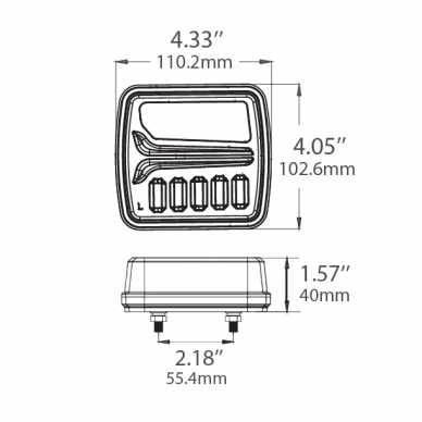 LED tail light 12-24V; 110x103mm, tail, direction indicator (right), brake, number plate lamp 6