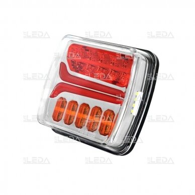 LED tail light 12-24V; 110x103mm, tail, direction indicator (left), brake, number plate lamp