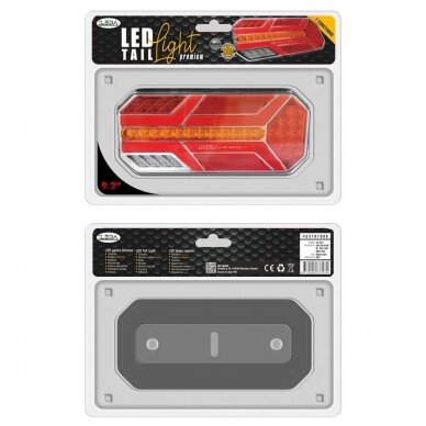 LED tail light 12-24V; 235x110mm, tail, direction indicator (right), brake, reverse, number plate, fog lamp and reflector 3