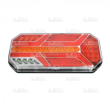 LED tail light 12-24V; 235x110mm, tail, direction indicator (right), brake, reverse, number plate, fog lamp and reflector 5