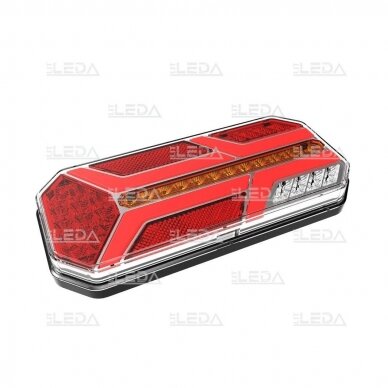 LED tail light 12-24V; 235x110mm tail, direction indicator (left), brake, reverse, number plate, fog lamp and reflector 2