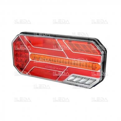 LED tail light 12-24V; 235x110mm tail, direction indicator (left), brake, reverse, number plate, fog lamp and reflector 3