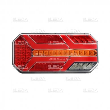 LED tail light 12-24V; 235x110mm tail, direction indicator (left), brake, reverse, number plate, fog lamp and reflector