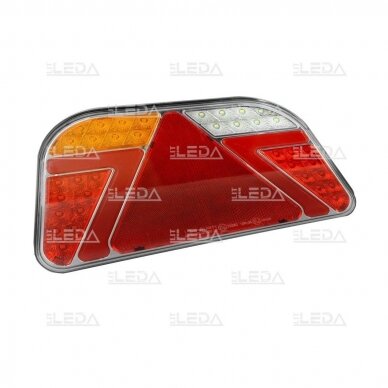 LED tail light 12-24V; 241x140mm, tail, direction indicator (left), brake, reverse, number plate, fog lamp and reflector 1