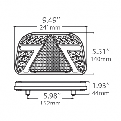 LED Galinis Žibintas 6 funkc., 12-24V, 241x140mm, kairinis 6