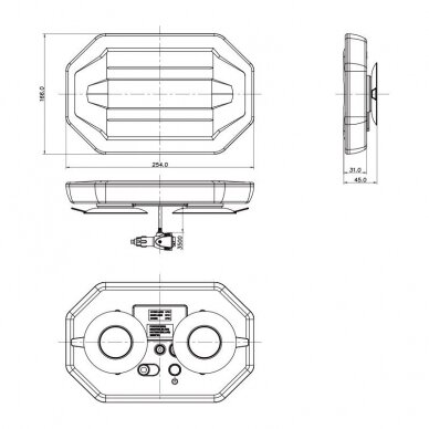 LED mini BAR beacon 30W, L=254x166mm 6