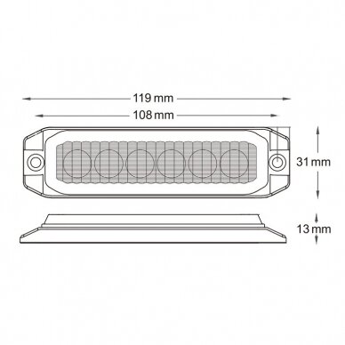 LED warning light orange 12-24V, 18W LED 8