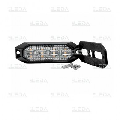 LED warning light amber, 4 LED flash, (15 functions), fixed screws, glued; with synchronization, 9W, 12/24V 2