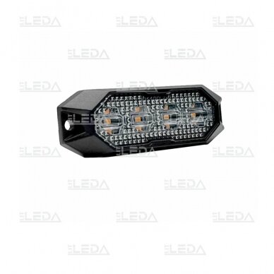 LED warning light amber, 4 LED flash, (15 functions), fixed screws, glued; with synchronization, 9W, 12/24V