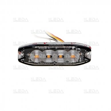 LED warning light amber, 4 LED flash, (19 functions), fixed screws, glued; 9W, 12/24V 1