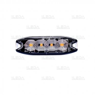 LED warning light amber, 4 LED flash, (19 functions), fixed screws, glued; 9W, 12/24V