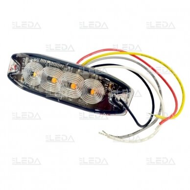 LED warning light amber, 4 LED flash, (19 functions), fixed screws, glued; 9W, 12/24V 2