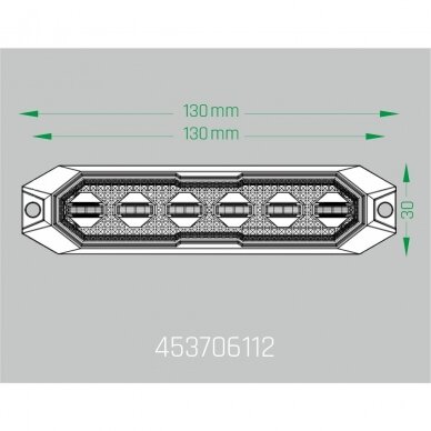 LED švyturėlis geltonas, 6 LED blykstė, (15 funkcijų), tvirtinamas varžtais, klijuojamas; su sinchronizacija, 12W, 12/24V 3