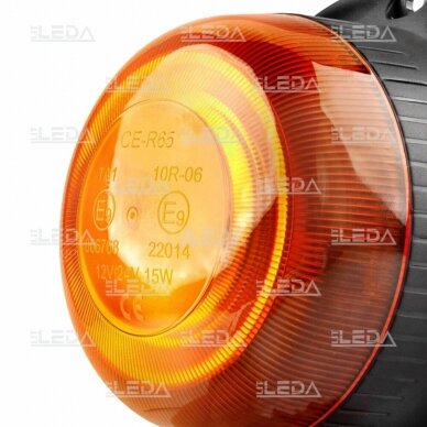 LED švyturėlis geltonas, mini (86x72mm) su magnetu ir prisukamas, 12/24V 1