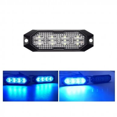 LED warning light blue, 4 LED flash, (15 functions), fixed screws, glued; with synchronization, 9W, 12/24V 1