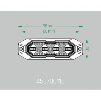 LED warning light blue, 4 LED flash, (15 functions), fixed screws, glued; with synchronization, 9W, 12/24V 7