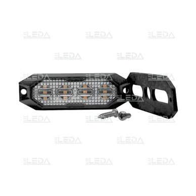 LED warning light blue, 4 LED flash, (15 functions), fixed screws, glued; with synchronization, 9W, 12/24V 4