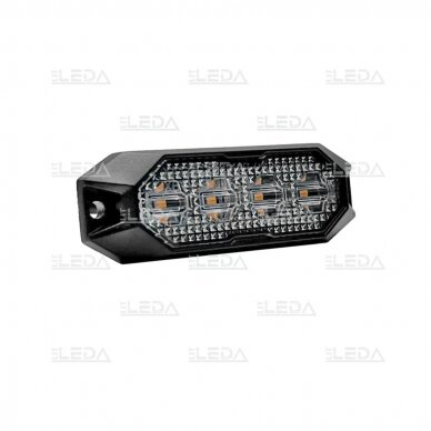 LED warning light blue, 4 LED flash, (15 functions), fixed screws, glued; with synchronization, 9W, 12/24V 2