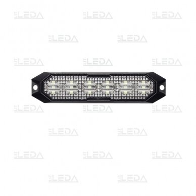 LED warning light blue, 6 LED flash, (15 functions), fixed screws, glued; with synchronization, 12W, 12/24V