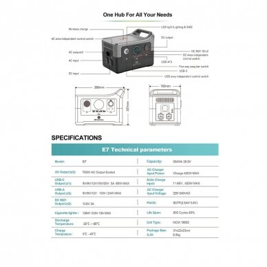 Portable Power Station E7 700W 504Wh 8