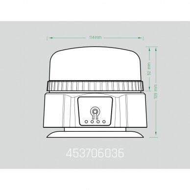 LED rechargeable, magnetic beacon, 12/24V 6