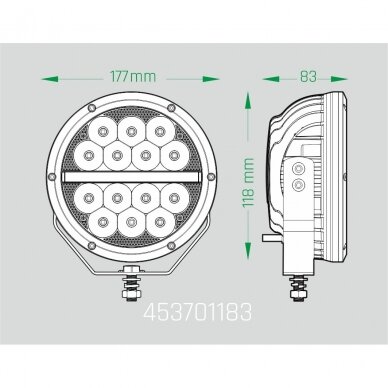 LED work light 50W, 7100lm, Driving + position light, 7" 8