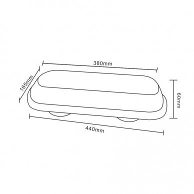 Sertifikuotas LED švyturėlis BAR oranžinis stiprus magnetinis padas 440x165x60mm, 12V-24V 4