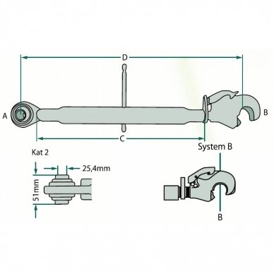 Top link assembly Fendt, JD, MF, Ford New Holland 2