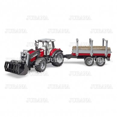 Bruder toy Massey Ferguson + Frontloader and timber trailer